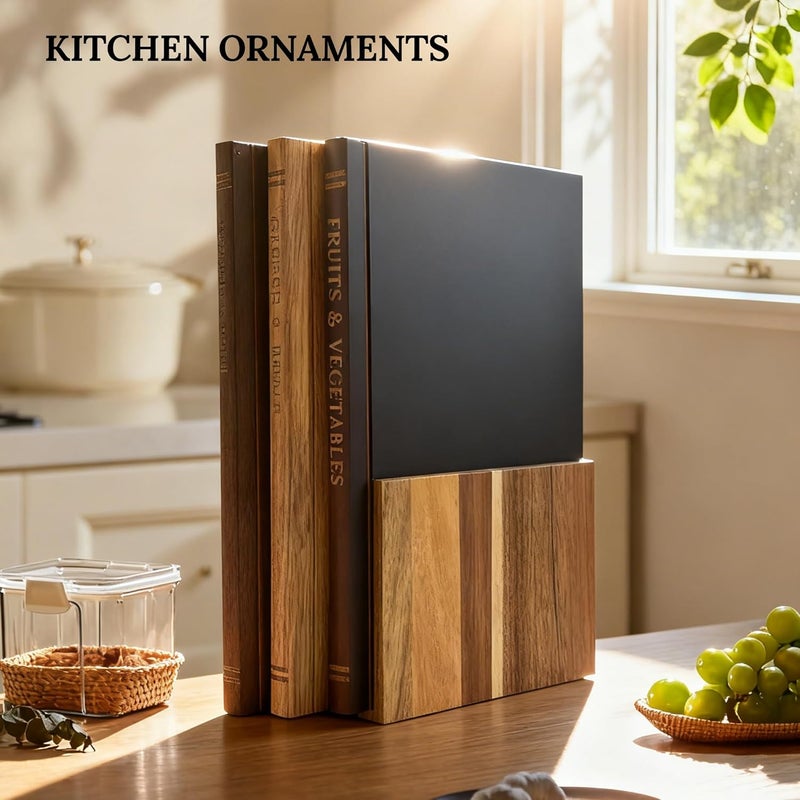 MACTANO Book Cutting Board Set, 100% Acacia Wooden Kitchen Book Shaped Cutting Board with Stand - Image 4